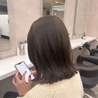 セミロング カラー パーマ ヘアアレンジ メンズ キッズ ブリーチなしカラー/ ブラウン/レイヤーのヘアスタイル