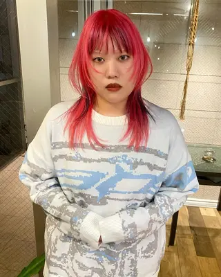 ミディアム カラー ヘアアレンジ ウルフカット モデル募集中！ミカのヘアスタイル