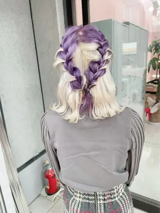 ショート カラー パーマ ヘアアレンジ メンズ キッズ ネイル マツエク・マツパ アイブロウ 🎀ハイトーンNo .1🩵NaGiSaのヘアスタイル