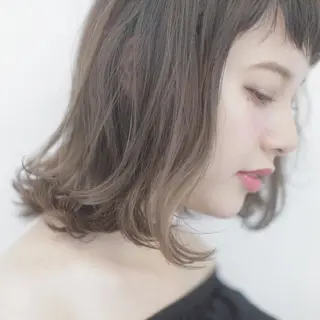 ミディアム カラー パーマ ヘアアレンジ 髪質改善/縮毛矯正 心斎橋/池本有宏のヘアスタイル