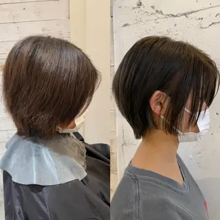ショート 天神最安値エクステ カラーレイヤーカットのヘアスタイル