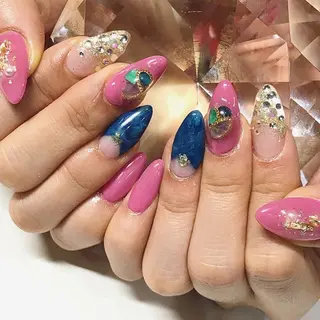 ネイル 渋谷／チップ長さ出し 👑アプレgel-xのネイルデザイン