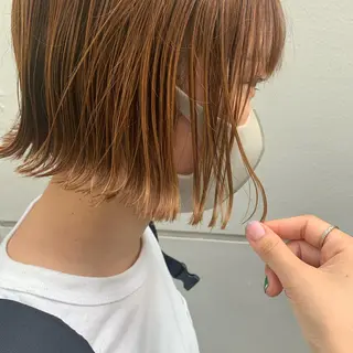 ショート カラー ヘアアレンジ サナ🌱 切りっぱなしボブのヘアスタイル