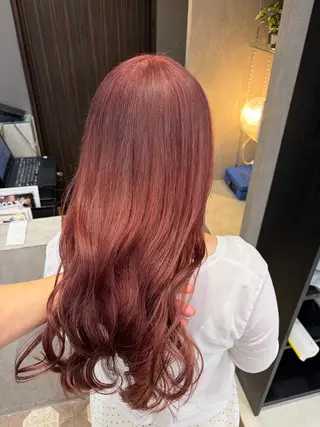 セミロング カラー 天神暖色カラー レイヤー・髪質改善のヘアスタイル