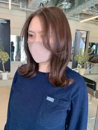 ミディアム カラー 透明感カラー✂︎ /縮毛矯正/YUKAのヘアスタイル