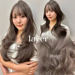 ロング カラー レイヤー/顔まわり/ 髪質改善パーマ/川合のヘアスタイル
