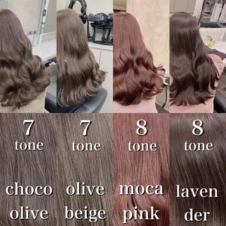 ロング カラー ブリーチ縮毛矯正加藤 赤み無し透明感ヘアのヘアスタイル
