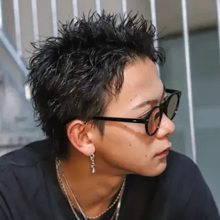 ショート カラー パーマ メンズ 🔥メンズ極🔥韓国 シャドウ/波巻き柿崎のヘアスタイル
