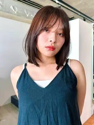 ミディアム カラー パーマ kazuki【顔周り ×レイヤーカット】のヘアスタイル