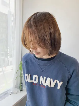 セミロング カラー メンズ ボブパーマコテ巻き風 パーマNo1深江秀平のヘアスタイル