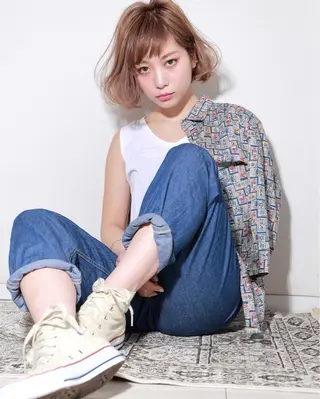 ショート ミディアム カラー パーマ imai yutaroのヘアスタイル