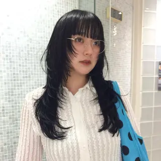 セミロング 栄/レイヤーカット/ ベージュカラー/モモのヘアスタイル