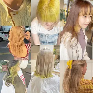 セミロング カラー ヘアアレンジ ハイトーンカラー♡ yuのヘアスタイル