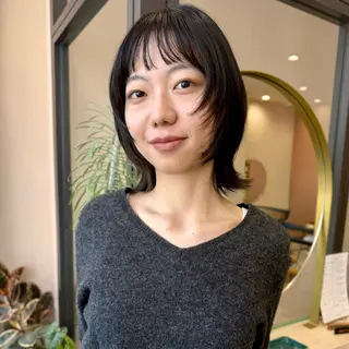 ミディアム カラー 艶ブリーチカラー✨ ボブレイヤーSakiのヘアスタイル