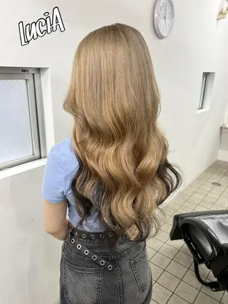 カラー ヘアアレンジ ロング エクステ7:30〜 LuciA\5900のヘアスタイル