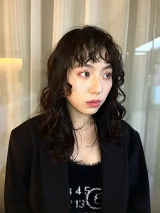 セミロング パーマ ヘアアレンジ 艶髪/レイヤーカット /メンズ/野口緑のヘアスタイル