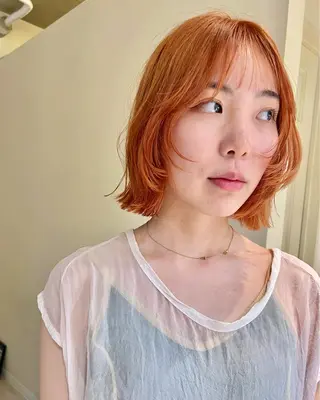 ミディアム カラー ヘアアレンジ ✨まとまるボブ/ 切りっぱなし/ユキナのヘアスタイル