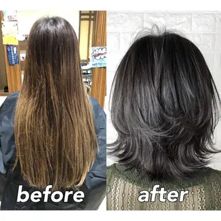 ミディアム カラー 髪質改善特化KIZU /ブリーチ縮毛矯正のヘアスタイル