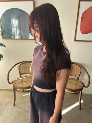 ロング カラー 森 啓之のヘアスタイル