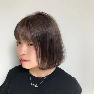 ミディアム カラー Fuu👣ボブ/ボブ ヘア/ベージュカラーのヘアスタイル