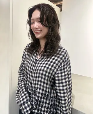ミディアム カラー パーマ CEINE【セーヌ】 三軒茶屋のヘアスタイル