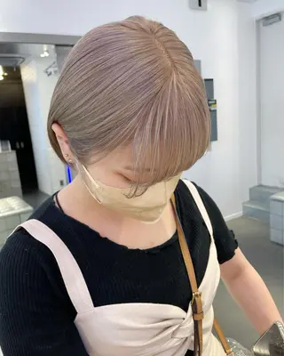 ショート カラー ヘアアレンジ ボブ×柔らかいカラー 🌷misaki𓍼のヘアスタイル