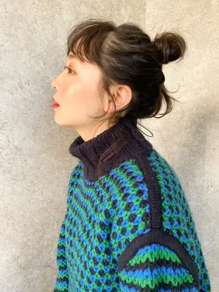 ヘアアレンジ ボブ顔周り 韓国遠藤小雪のヘアスタイル