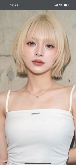 ショート 韓国風レイヤーカラー ライムのヘアスタイル