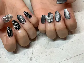 ネイル 韓国/ワンホン/長さ 出しつけ放題🎀のネイルデザイン