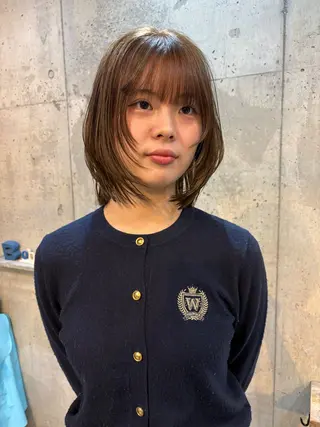 ミディアム カラー 無料カット/ 癖毛風パーマ/凜のヘアスタイル