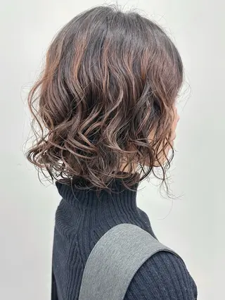 ショート パーマ ボブ/ゆるふわ ボブパーマ/とういのヘアスタイル