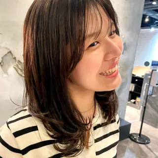ミディアム 為近日向子🐥暖色 💘顔周りカット🌈のヘアスタイル