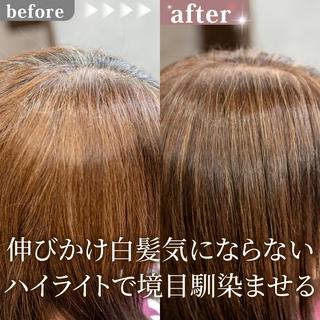 ロング カラー 白髪ぼかしハイライト 【亀有】山本のヘアスタイル