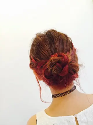 ミディアム セミロング カラー ヘアアレンジ Lagom なかだのヘアスタイル