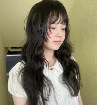 ロング カラー レイヤーカット/ 透明感ベージュ　モカのヘアスタイル