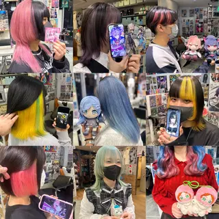 ミディアム カラー 髪質改善カラー デザインカラーあらげのヘアスタイル