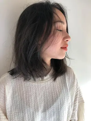 セミロング カラー ヘアアレンジ Aloa透明感ヘア ♡kanami♡のヘアスタイル