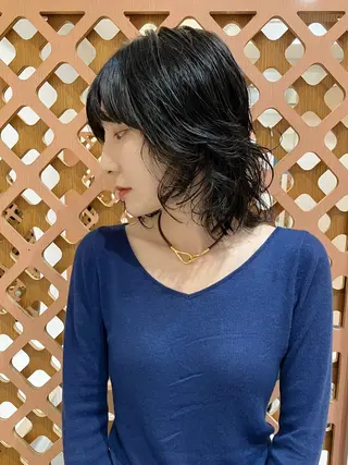 ミディアム パーマ 川間 将彦のヘアスタイル