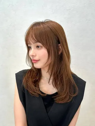 セミロング カラー パーマ kazuki【顔周り ×レイヤーカット】のヘアスタイル