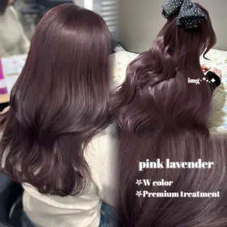セミロング カラー ヘアアレンジ 🤍淡色ピンク&ラベ ンダーYUKI🤍のヘアスタイル