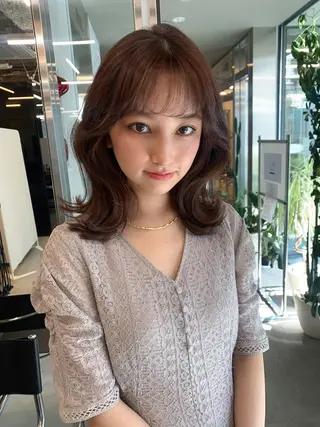 ミディアム カラー 透明感カラー✂︎ /縮毛矯正/YUKAのヘアスタイル
