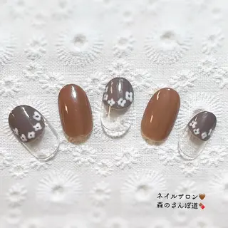 ネイル ショートネイル 森のさんぽ道のネイルデザイン