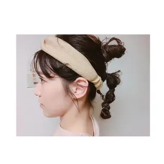 セミロング パーマ ヘアアレンジ くるくるパーマ aikoのヘアスタイル