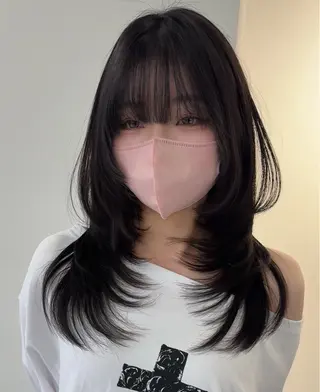 ミディアム カラー 髪質改善/縮毛矯正/ ブリーチなしカラーのヘアスタイル