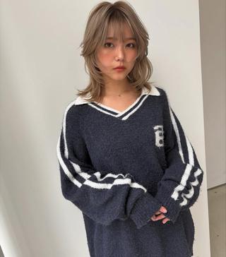 ミディアム カラー 髪質改善心斎橋 namelessのヘアスタイル