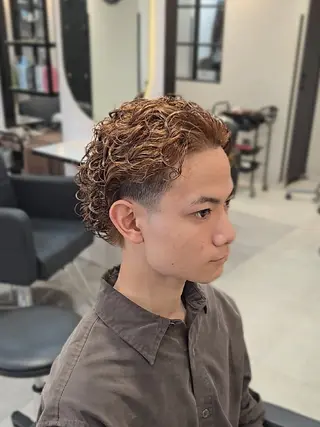 メンズ ミディアム パーマ カラー LEN名古屋/パーマ 海外ヘア/メンズ特化のヘアスタイル