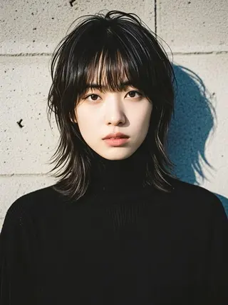 ミディアム ウルフカット 811 大阪梅田 ウルフのヘアスタイル