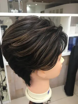 ショート カラー パーマ ヘアアレンジ 大人可愛いをご提案✨ 宮崎　雅美のヘアスタイル