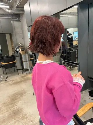 セミロング パーマ 透明感カラー/似合わ せカット/大島実加永のヘアスタイル