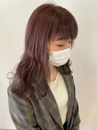 セミロング カラー 顔まわりカット✄ ベージュカラー🧸のヘアスタイル